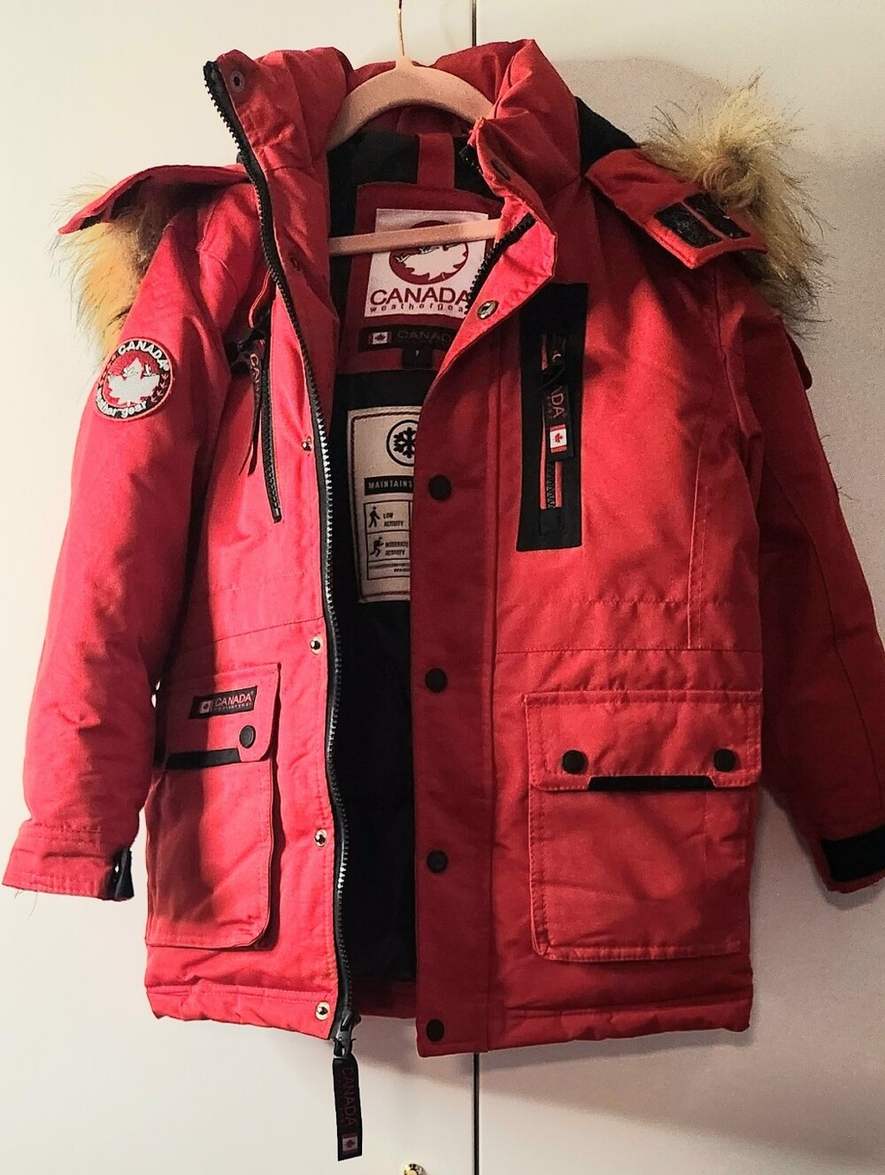 Canada Weather Gear Red Parka with Faux Fur Hood